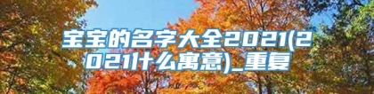 宝宝的名字大全2021(2021什么寓意)_重复