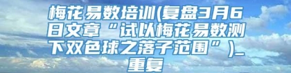 梅花易数培训(复盘3月6日文章“试以梅花易数测下双色球之落子范围”)_重复