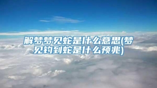 解梦梦见蛇是什么意思(梦见钓到蛇是什么预兆)