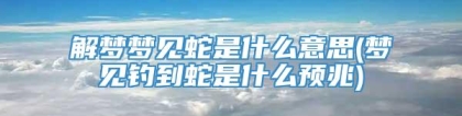 解梦梦见蛇是什么意思(梦见钓到蛇是什么预兆)