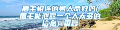 眉毛相连的男人命好吗(眉毛能泄露一个人太多的信息)_重复