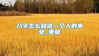 八字怎么知道一个人的事业_重复