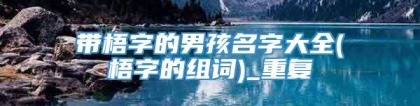 带梧字的男孩名字大全(梧字的组词)_重复