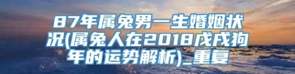 87年属兔男一生婚姻状况(属兔人在2018戊戌狗年的运势解析)_重复