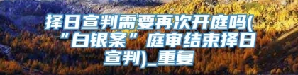 择日宣判需要再次开庭吗(“白银案”庭审结束择日宣判)_重复