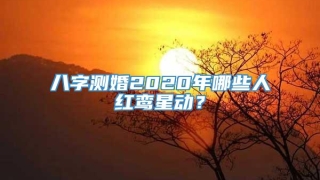 八字测婚2020年哪些人红鸾星动？