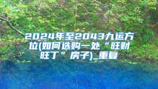 2024年至2043九运方位(如何选购一处“旺财旺丁”房子)_重复