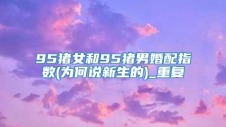 95猪女和95猪男婚配指数(为何说新生的)_重复