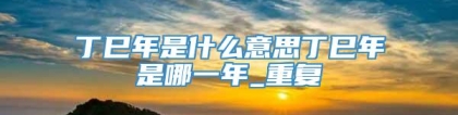 丁巳年是什么意思丁巳年是哪一年_重复
