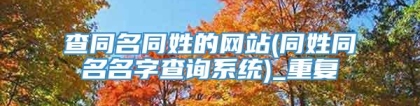 查同名同姓的网站(同姓同名名字查询系统)_重复