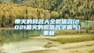 带火的网名大全微信名(2021最火的微信名字霸气)_重复