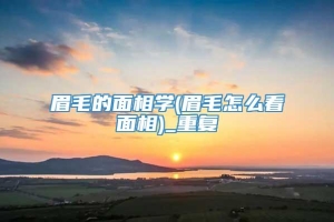 眉毛的面相学(眉毛怎么看面相)_重复