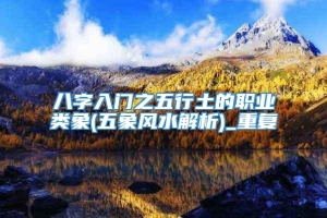 八字入门之五行土的职业类象(五象风水解析)_重复