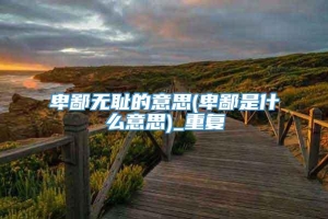 卑鄙无耻的意思(卑鄙是什么意思)_重复