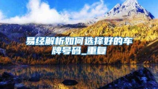 易经解析如何选择好的车牌号码_重复
