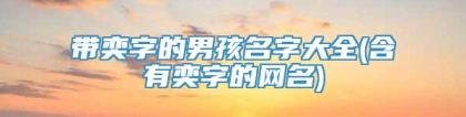 带奕字的男孩名字大全(含有奕字的网名)
