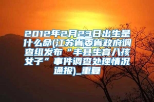 2012年2月23日出生是什么命(江苏省委省政府调查组发布“丰县生育八孩女子”事件调查处理情况通报)_重复