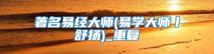 著名易经大师(易学大师丨舒扬)_重复