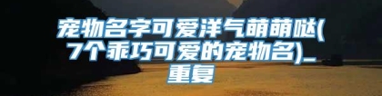 宠物名字可爱洋气萌萌哒(7个乖巧可爱的宠物名)_重复