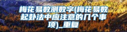 梅花易数测数字(梅花易数起卦法中应注意的几个事项)_重复