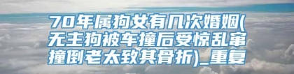 70年属狗女有几次婚姻(无主狗被车撞后受惊乱窜撞倒老太致其骨折)_重复