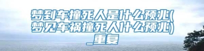 梦到车撞死人是什么预兆(梦见车祸撞死人什么预兆)_重复