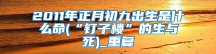 2011年正月初九出生是什么命(“钉子楼”的生与死)_重复