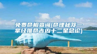 免费命相查询(命理秘笈一掌经推命吉凶十二星总论)