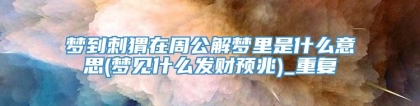 梦到刺猬在周公解梦里是什么意思(梦见什么发财预兆)_重复