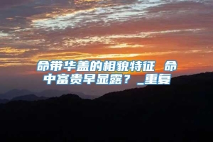 命带华盖的相貌特征 命中富贵早显露？_重复