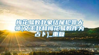 梅花易数卦象结尾犯罪大师(文王卦和梅花易数作为占卜)_重复