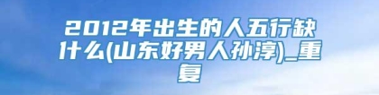 2012年出生的人五行缺什么(山东好男人孙淳)_重复