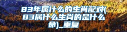 83年属什么的生肖配对(83属什么生肖的是什么命)_重复