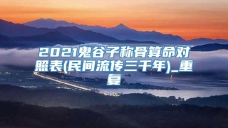 2021鬼谷子称骨算命对照表(民间流传三千年)_重复