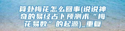 算卦梅花怎么回事(说说神奇的易经占卜预测术“梅花易数”的起源)_重复