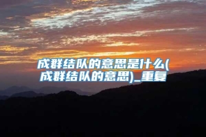 成群结队的意思是什么(成群结队的意思)_重复