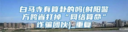 白马寺有算卦的吗(射阳警方跨省打掉“网络算命”诈骗团伙)_重复