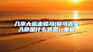 八字大运走驿马(驿马吉星入命是什么意思)_重复