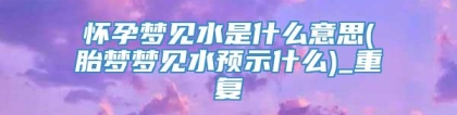 怀孕梦见水是什么意思(胎梦梦见水预示什么)_重复