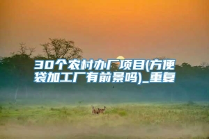 30个农村办厂项目(方便袋加工厂有前景吗)_重复