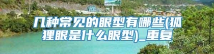 几种常见的眼型有哪些(狐狸眼是什么眼型)_重复