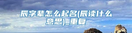 辰字辈怎么起名(辰读什么意思)_重复