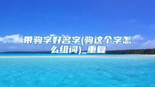 带驹字好名字(驹这个字怎么组词)_重复