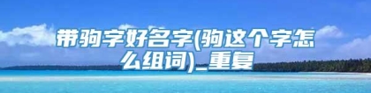 带驹字好名字(驹这个字怎么组词)_重复
