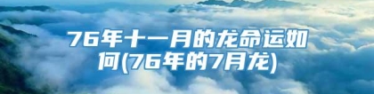 76年十一月的龙命运如何(76年的7月龙)