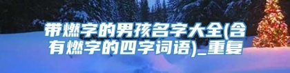 带燃字的男孩名字大全(含有燃字的四字词语)_重复