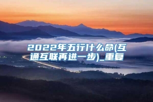 2022年五行什么命(互通互联再进一步)_重复