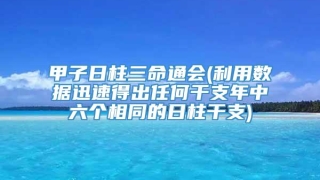 甲子日柱三命通会(利用数据迅速得出任何干支年中六个相同的日柱干支)