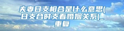 夫妻日支相合是什么意思(日支合时支看婚姻关系)_重复