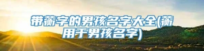 带蘅字的男孩名字大全(蘅用于男孩名字)